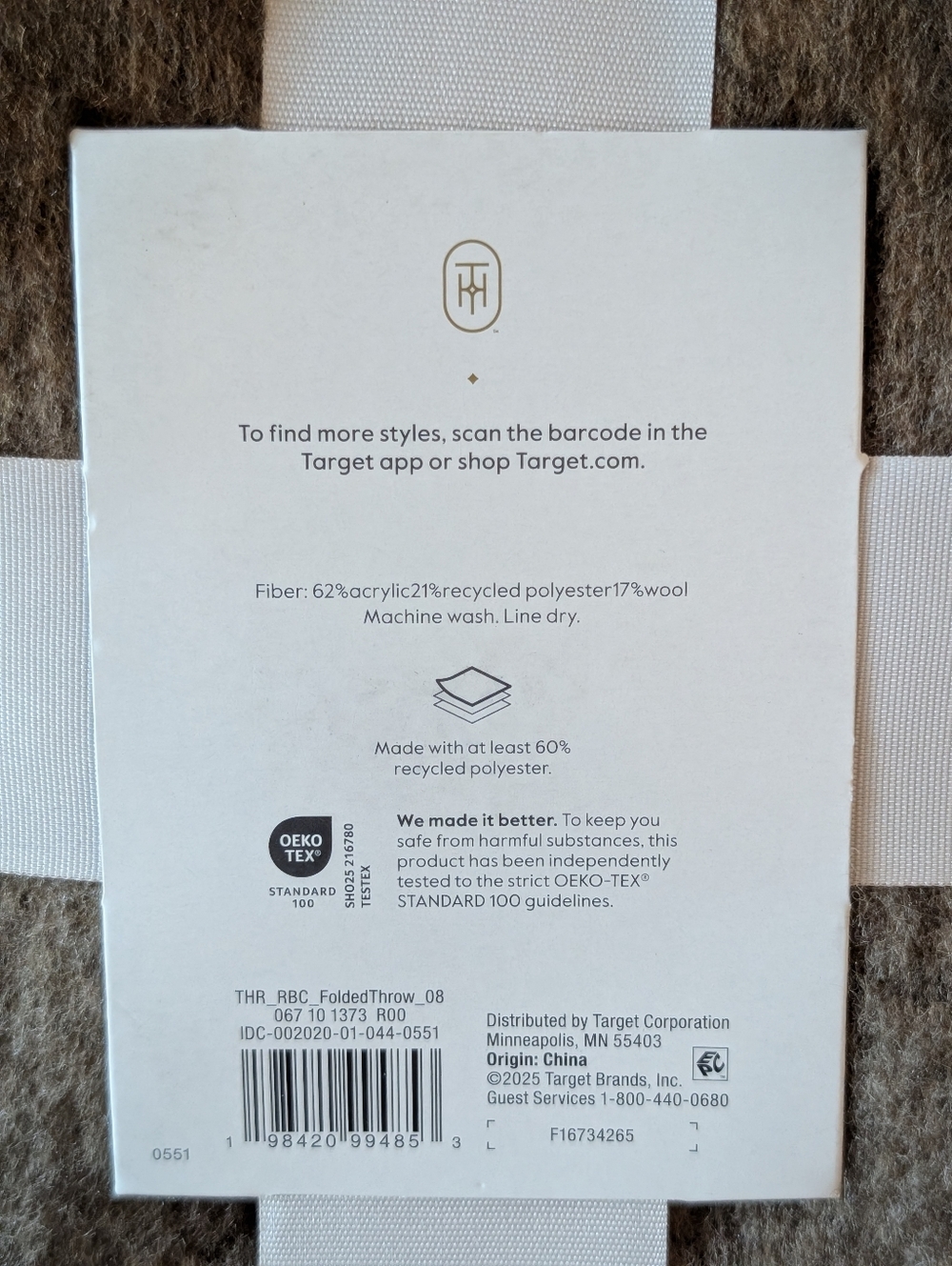 Threshold Camel Fringe Throw Blanket 50" X 60"‎ - Picture 5 of 6
